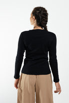 Surya Ethical Ribbed Cotton Long Sleeve Top - rear view