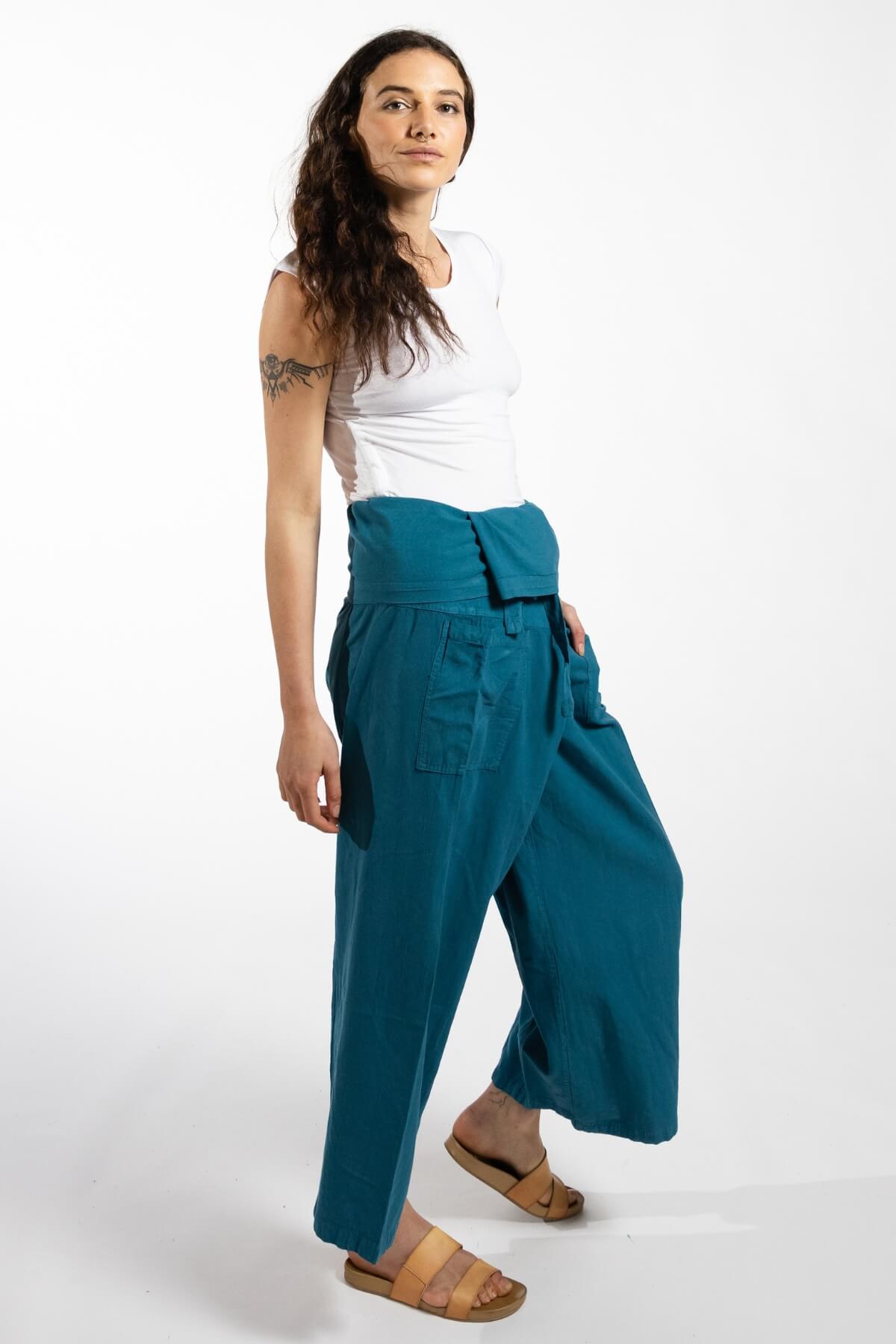 Surya Australia Cotton Thai Fisherman Pants made in Nepal - Turquoise