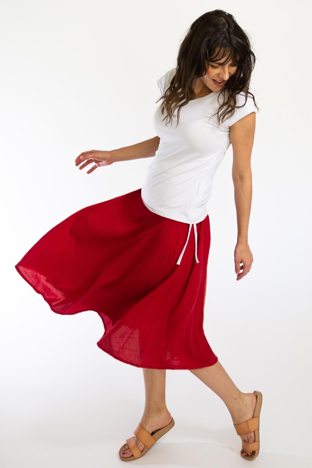 Surya Ethical Cotton 'Rosa' Skirt from Nepal - Red