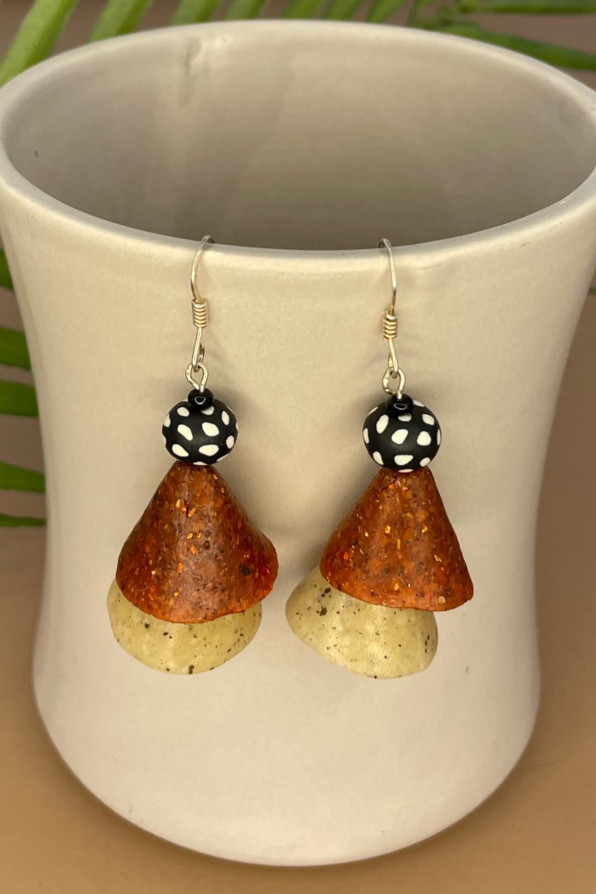 Surya Fair Trade Polymer Clay Earrings from Nepal - Conical