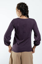 Surya The Label Ethical Organic Cotton 'Zoé' Top made in Nepal - Eggplant