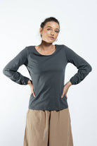 Surya The Label Ethical Organic Cotton 'Zoé' Top made in Nepal - Dusty Grey