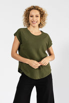 Surya Australia Organic Cotton Basic Tee made in Nepal - Olive