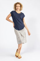 Surya Organic Cotton Mantra Print Skirt made in Nepal - Oatmeal