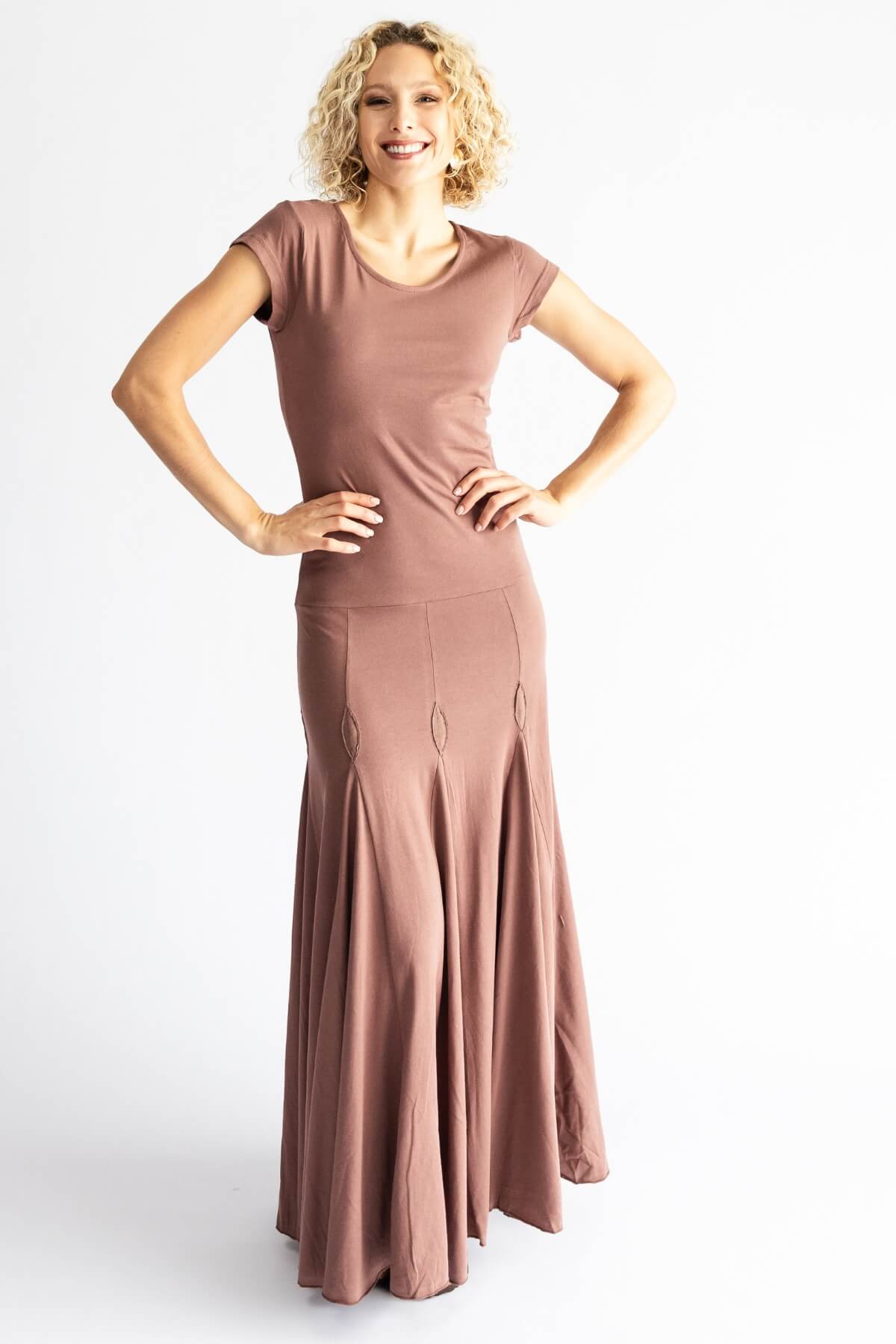 Surya organic cotton 'Wild Rose' maxi dress made in Nepal - Dusty Mauve