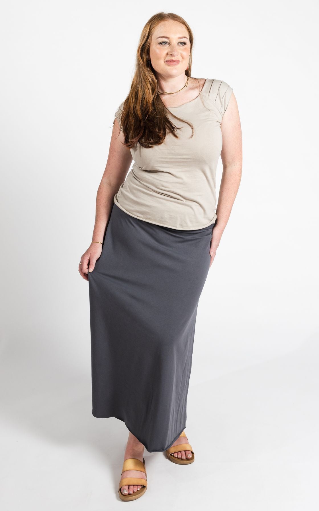 Surya Australia Organic Cotton Maxi 'Sonder' Skirt made in Nepal - Dusty Grey