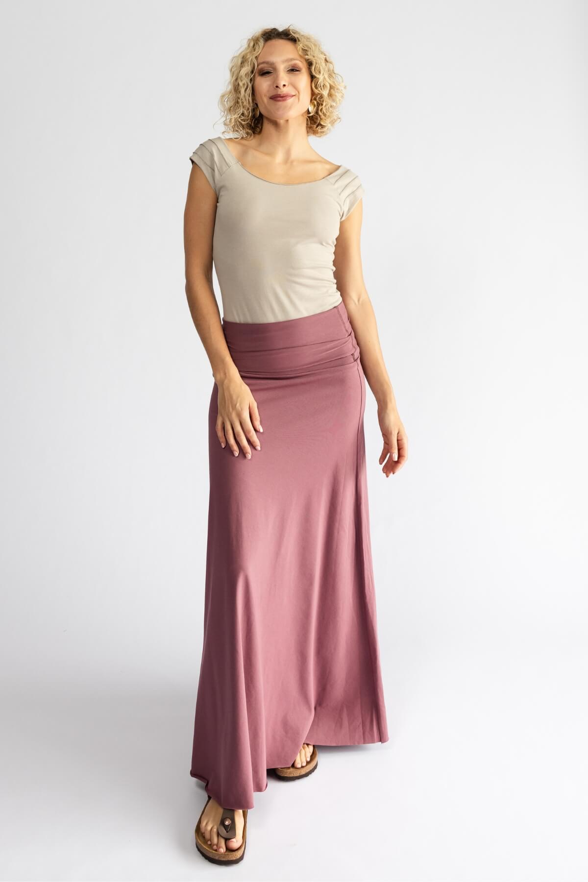 Surya Organic Cotton 'Sonder' Skirt made in Nepal - Dusty Mauve