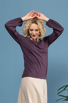 Surya The Label Ethical Organic Cotton 'Zoé' Top made in Nepal - Eggplant