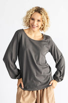 Surya The Label Ethical Organic Cotton 'Zoé' Top made in Nepal - Dusty Grey