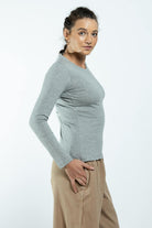 Surya Ethical Organic Cotton Basic Long Sleeve Top made in Nepal - right side view