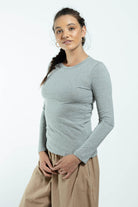 Surya Ethical Organic Cotton Basic Long Sleeve Top made in Nepal - Grey