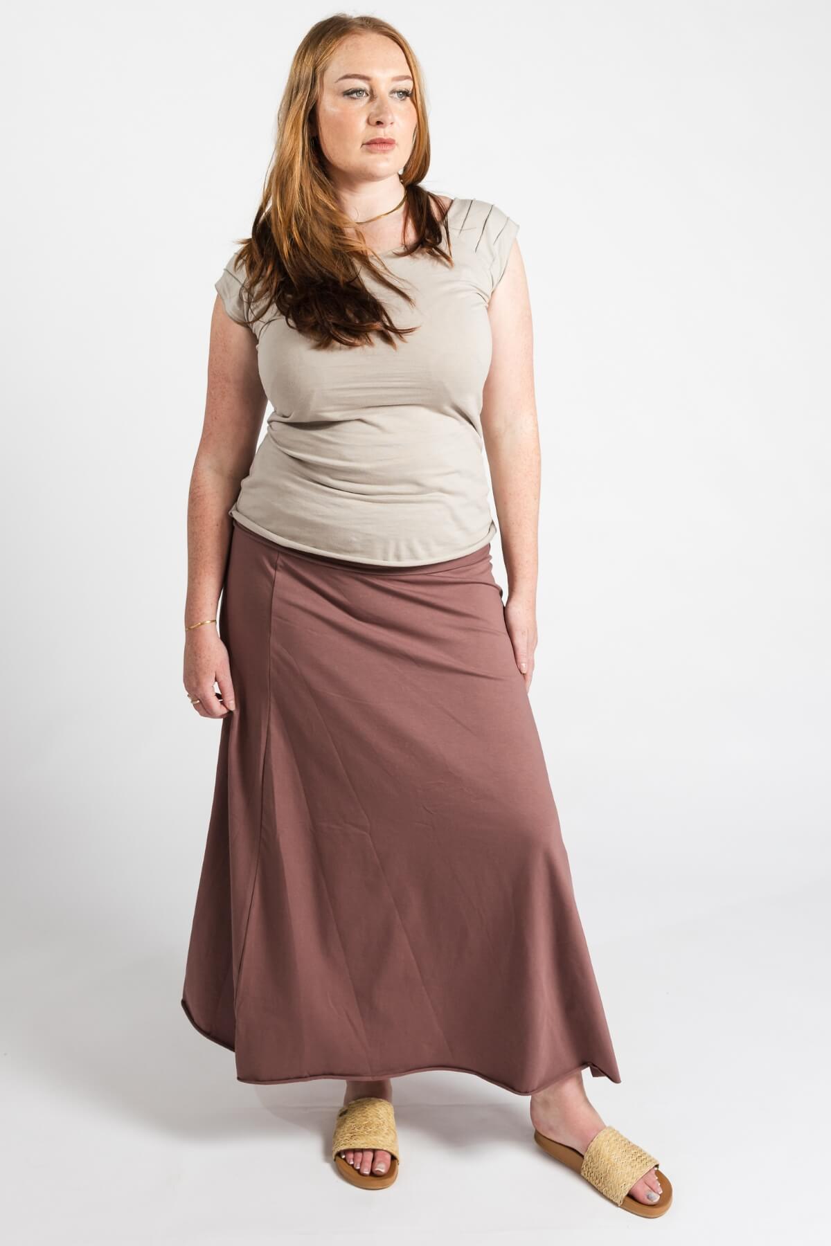 Surya Organic Cotton 'Sonder' Skirt made in Nepal - Dusty Mauve