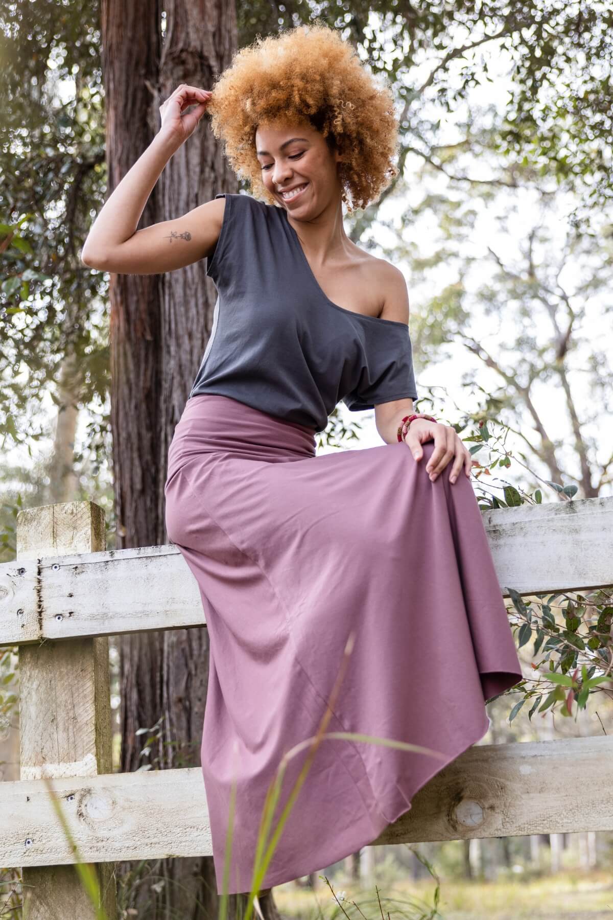 Surya Organic Cotton 'Sonder' Skirt made in Nepal - Dusty Mauve