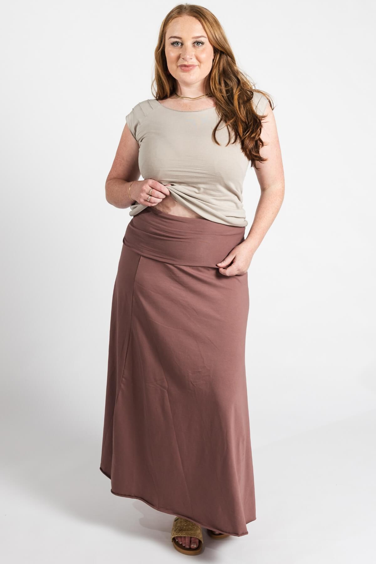 Surya Organic Cotton 'Sonder' Skirt made in Nepal - Dusty Mauve