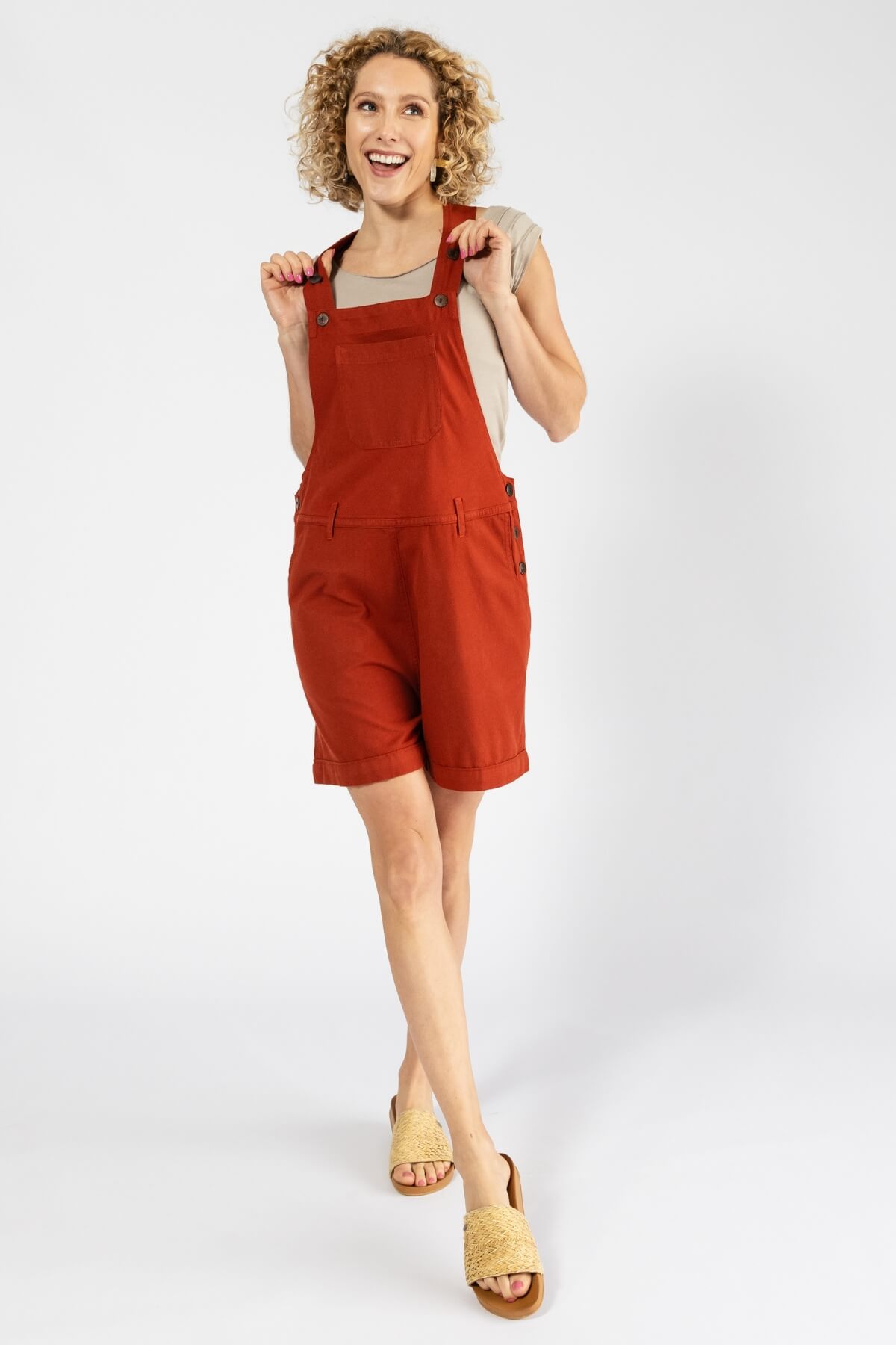 Surya Cotton Short Overalls (Dungarees) made in Nepal - Rust