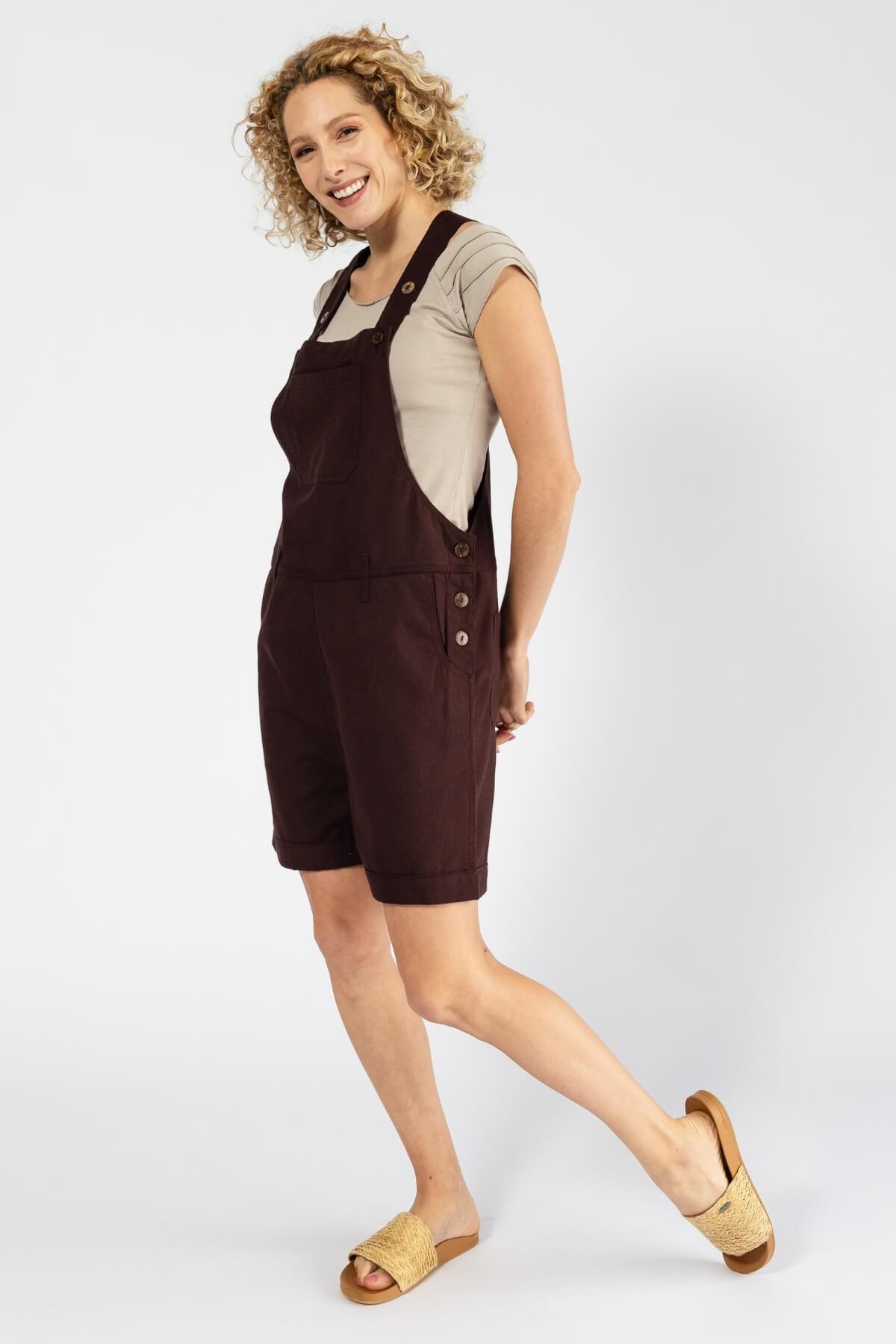 Surya Cotton Short Overalls (Dungarees) made in Nepal - Chocolate