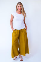 Surya Australia Ethical Cotton Palazzo Pants from Nepal - Mustard