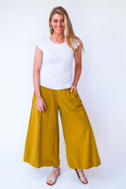 Surya Australia Ethical Cotton Palazzo Pants from Nepal - Mustard