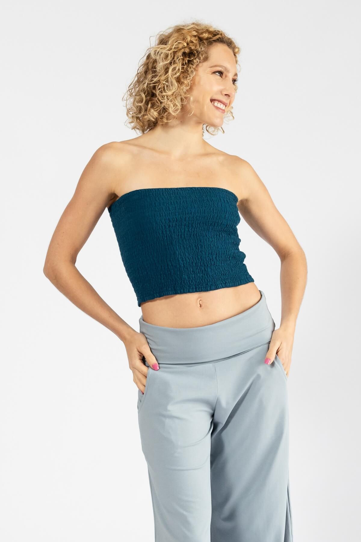 Surya Strapless Tube Top made in Nepal - Turquoise