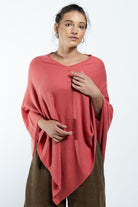 Surya Australia Ethical Cashmere Poncho made in Nepal - Coral