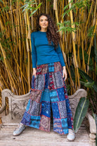 Surya Wide Leg Patch 'Asher' Pants made in Nepal - Cobalt