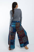 Surya Wide Leg Patch 'Asher' Pants made in Nepal - Cobalt