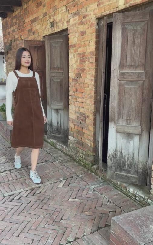 Surya Australia Cotton Corduroy Pinafore made in Nepal - Walnut