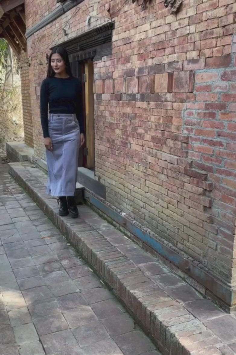 Surya Cotton Corduroy Maxi Skirt made in Nepal - Video Detail