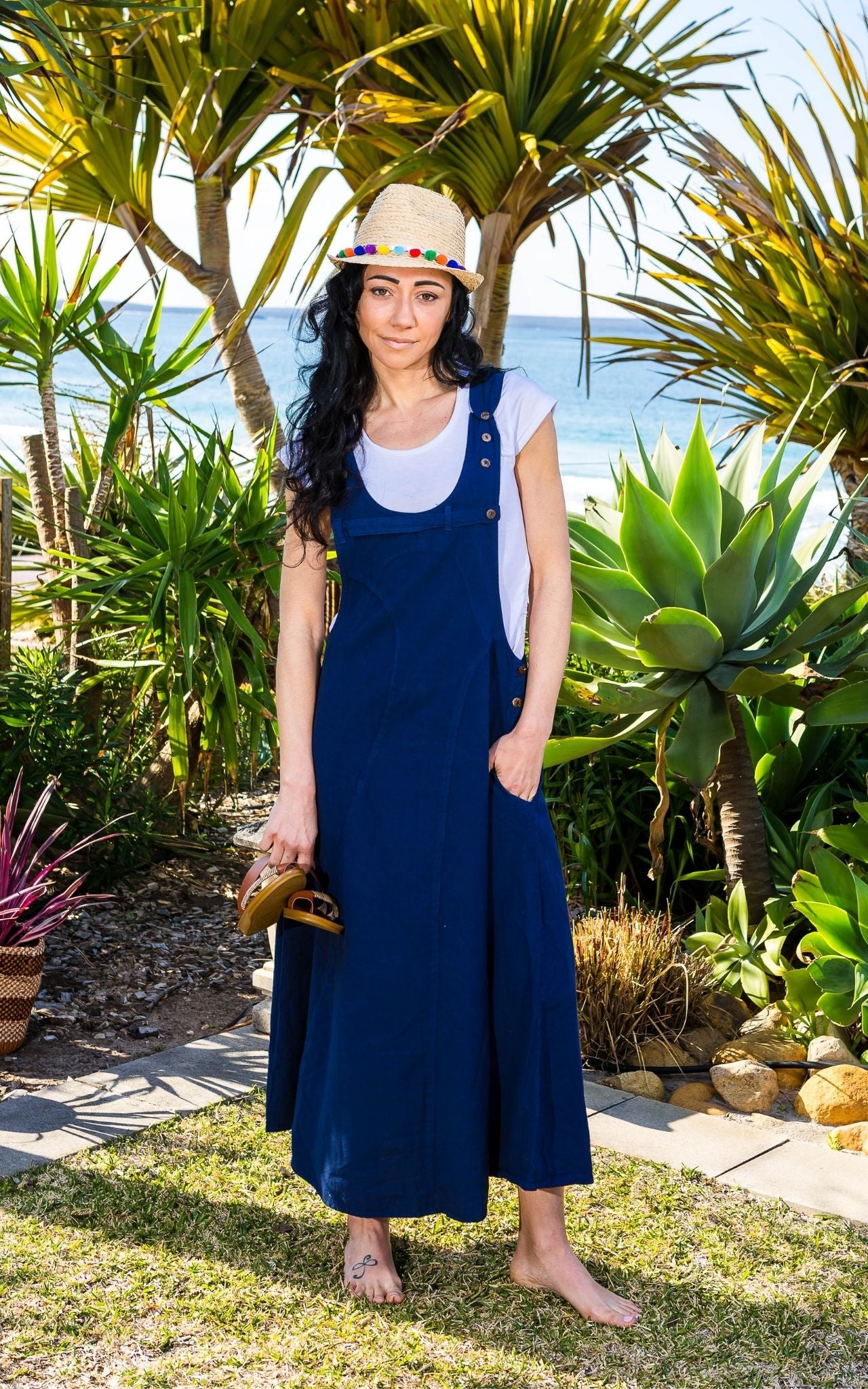 Dark blue deals dungaree dress