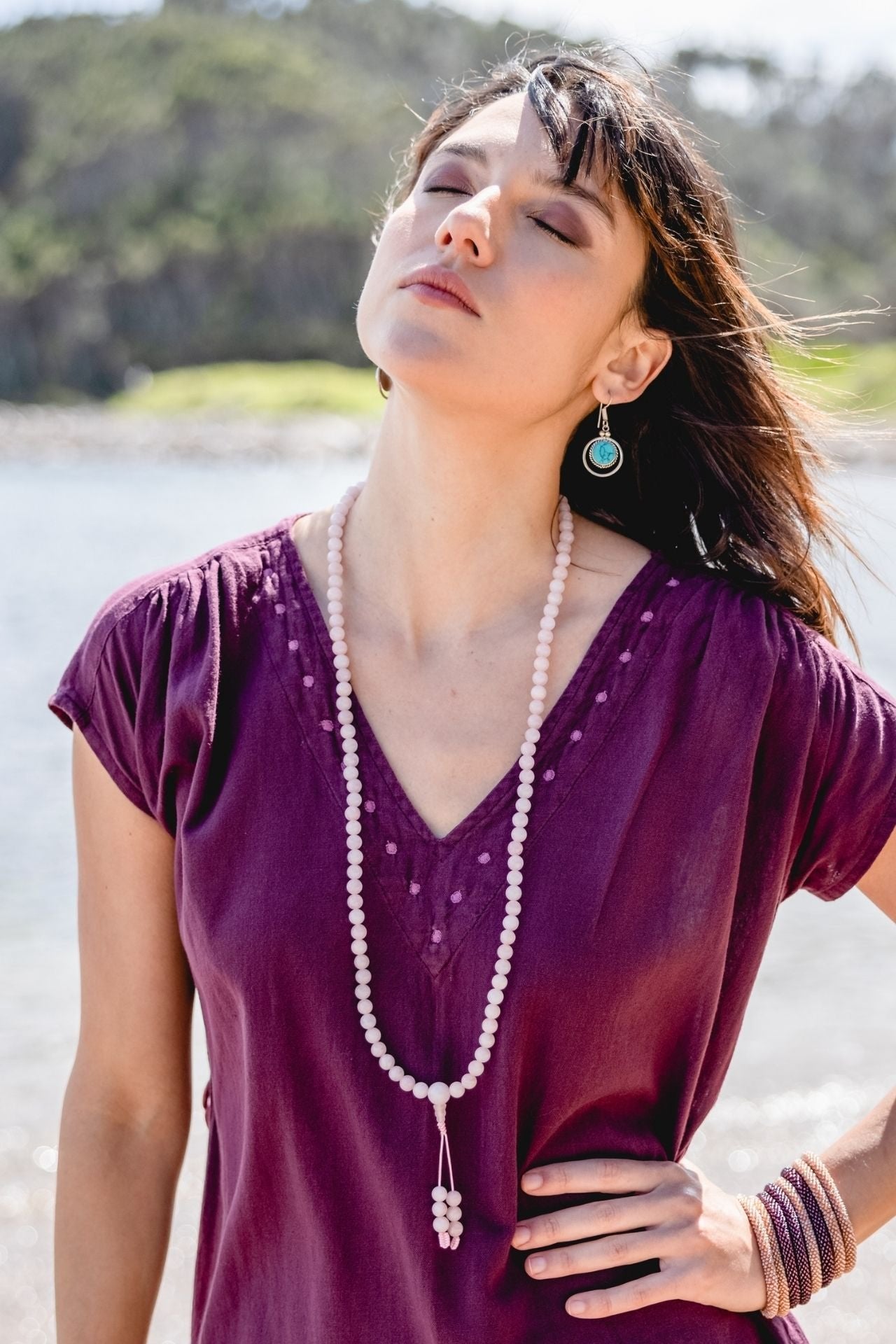 Rose Quartz Mala Necklace Surya