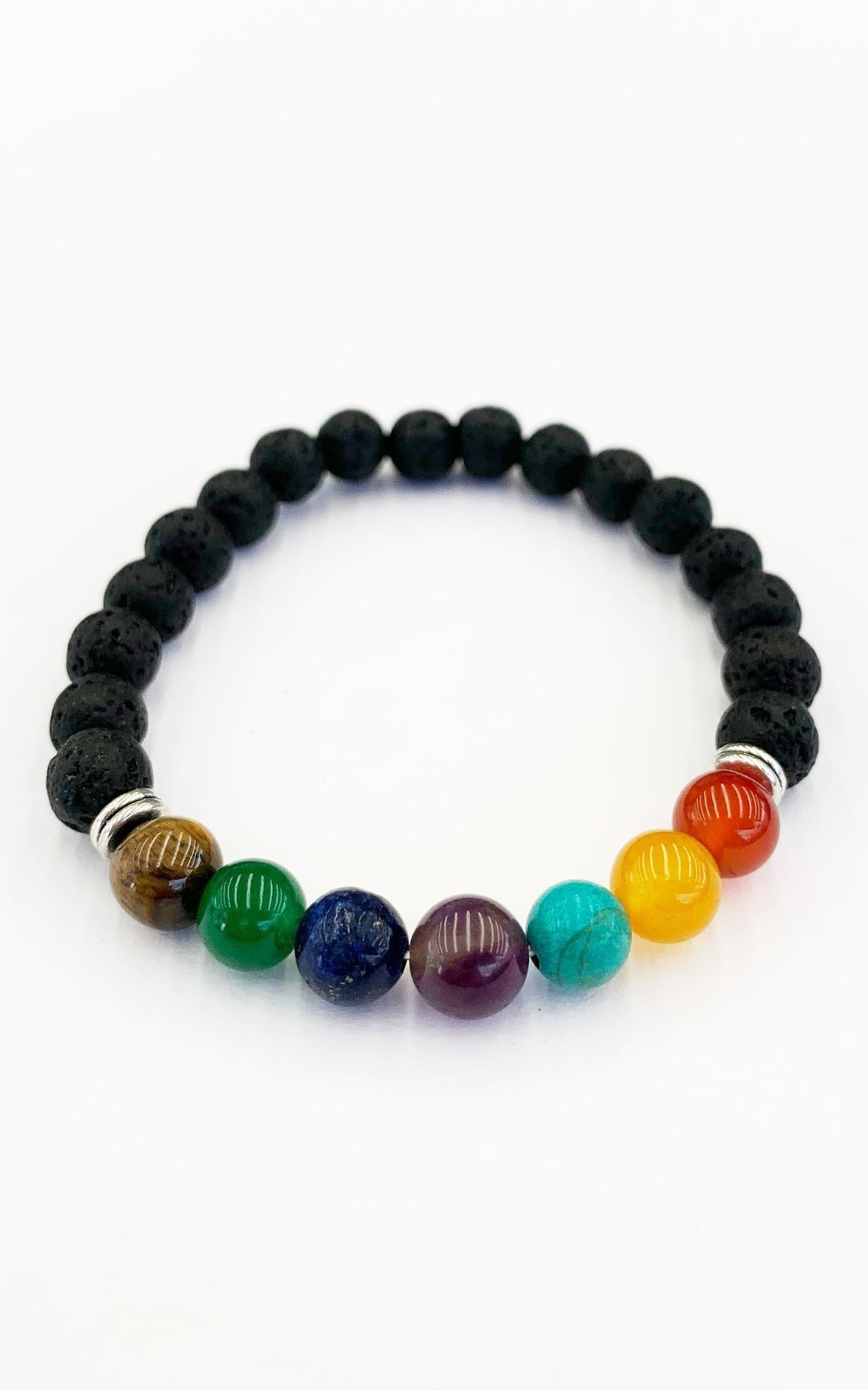 Chakra Healing Bracelet with Lava Stones - 8mm - Earth Inspired Gifts